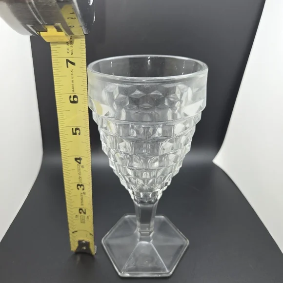 8 Fostoria American Water Tea Glasses Goblets Hexagon Footed Pedestal Crystal - Picture 8 of 9
